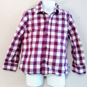Mini Boden Purple & White Gingham Poplin Shirt